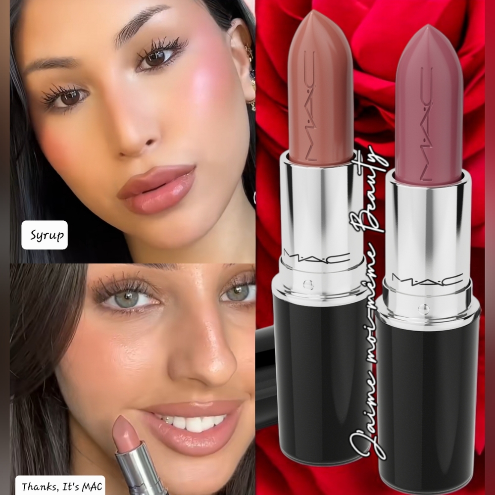Thanks, It's MAC (Taupe Nude Pink Silver Pearl) & Syrup Lustreglass Lipstick Duo